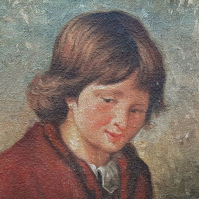 Van Barren, Children And Rabbits, 1871, Oil On Panel, Framed photo vinterior