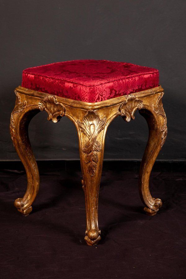 Italian 18th Century Giltwood Stool, 1750 photo furniture