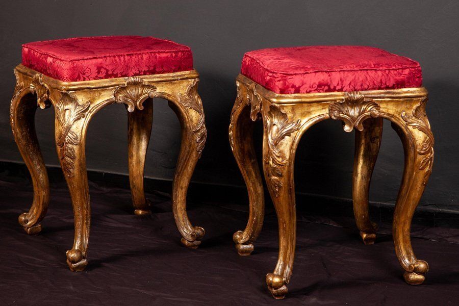 photo for sale Italian 18th Century Giltwood Stool, 1750