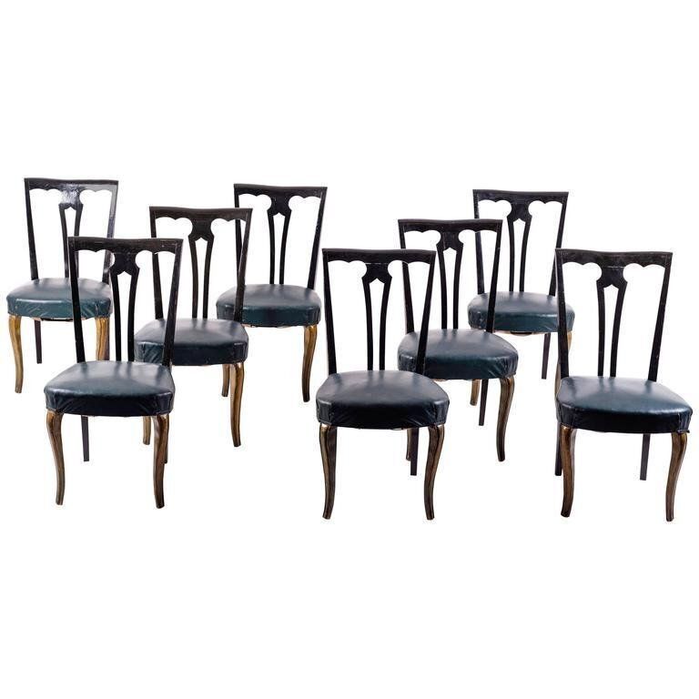 Italian Painted Dining Room Chairs By Pierluigi Colli, 1940s, Set Of 8