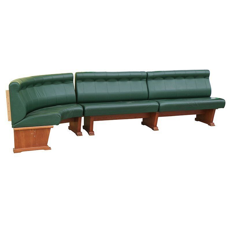 Modular Wall Bench In Green Leather And Wooden Structure, 1970s, Set Of 2 photo furniture