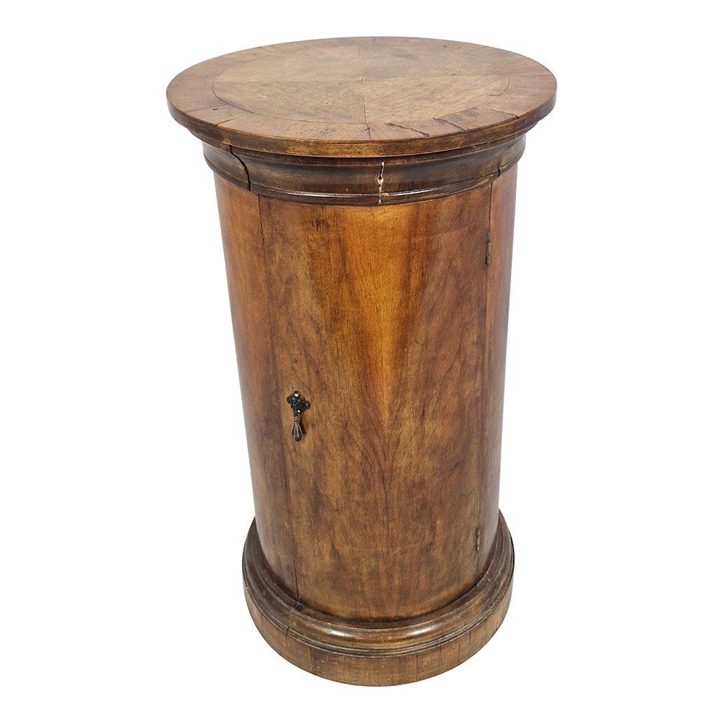 Wooden Cylinder Bedside Table, 1950s photo furniture
