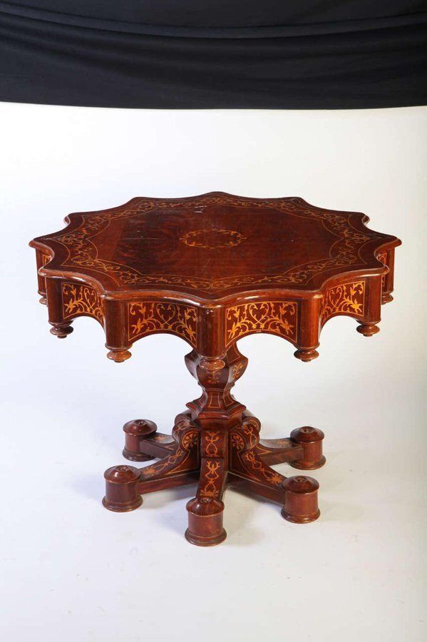 19th Century Italian Inlaid Center Table, 1840s photo furniture