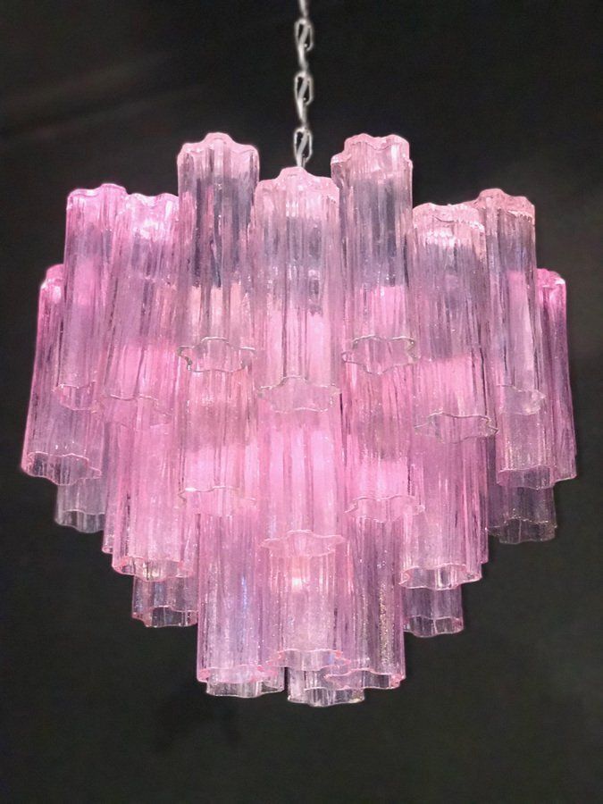 Pink Tronchi Pair Of Murano Glass Chandelier By Toni Zuccheri For Venini, 1970s photo furniture