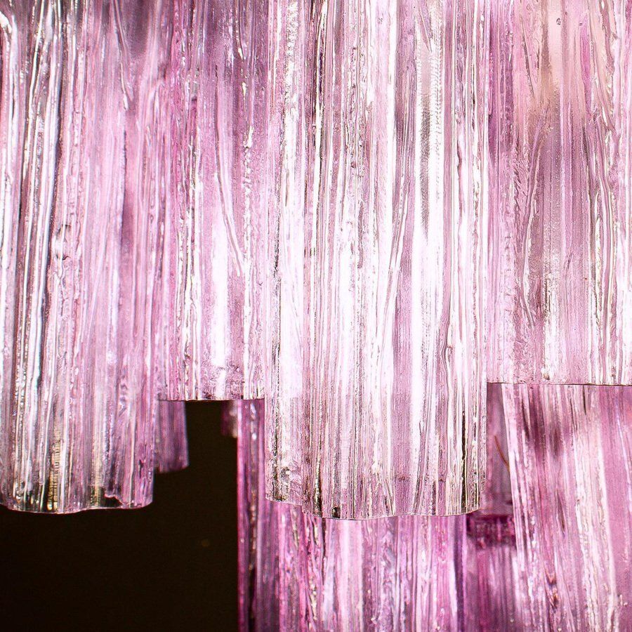 Pink Tronchi Pair Of Murano Glass Chandelier By Toni Zuccheri For Venini, 1970s photo vinterior