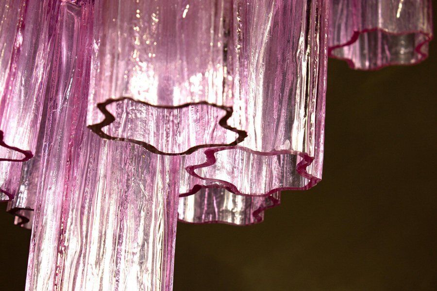 photo furniture Pink Tronchi Pair Of Murano Glass Chandelier By Toni Zuccheri For Venini, 1970s