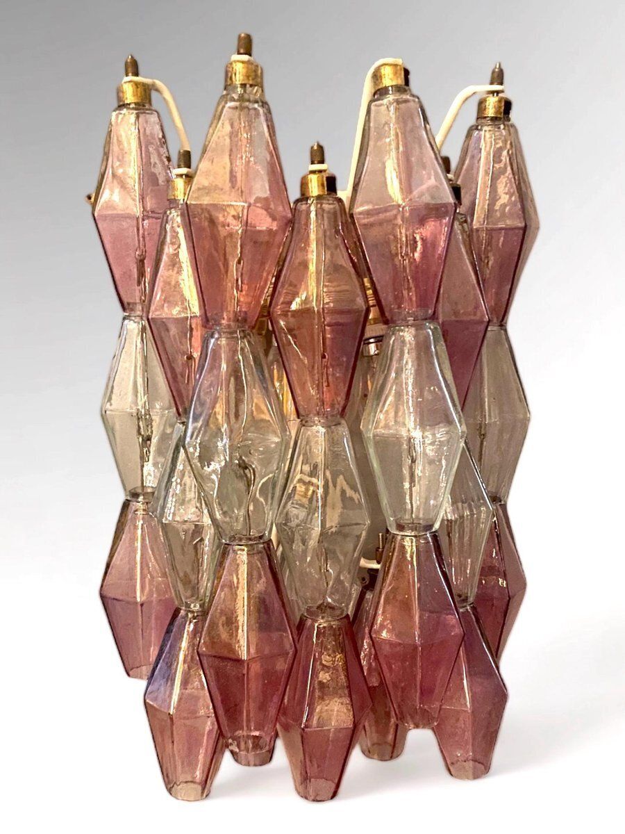 Pink And Clear Poliedri Sconces By Carlo Scarpa For Venini, 1980s, Set Of 2 photo furniture