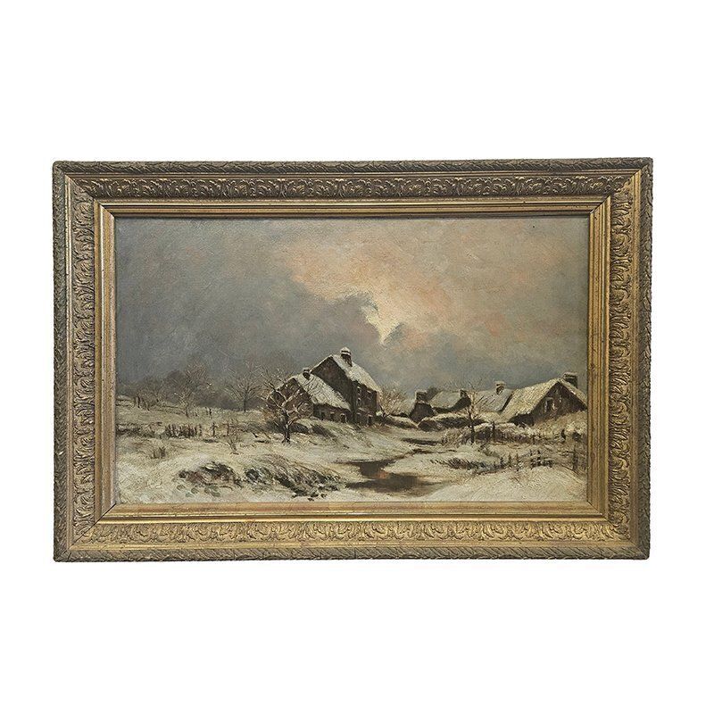 Snowy Landscape, 1960s, Oil On Canvas photo furniture