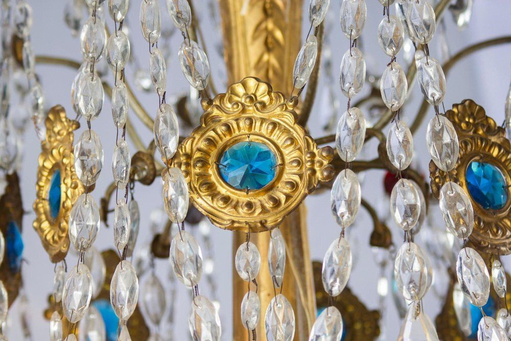 Antique Italian Giltwood And Crystal Chandelier, 1760 photo vinterior
