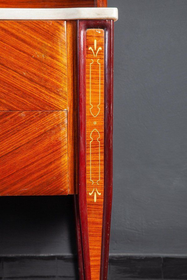 Mid Century Italian Dresser Or Chest Of Drawer With Carrara Marble Top, 1970 photo for sale