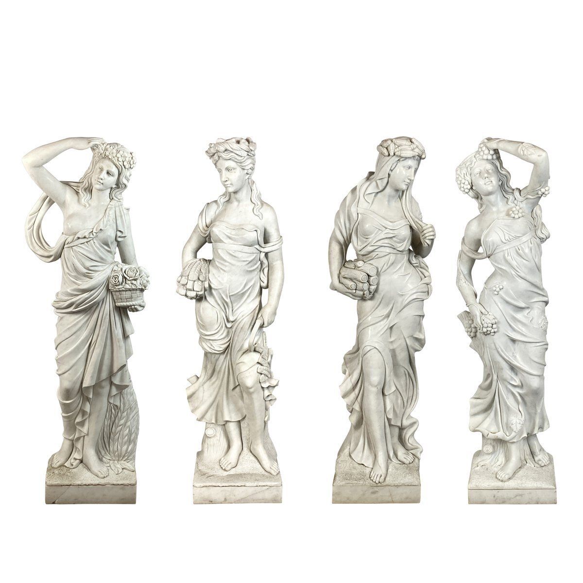 Italian Artist, Four Seasons Statues, Marble, Set Of 4