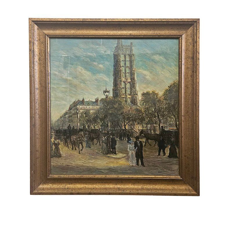 View Of Paris, 1960s, Oil On Canvas photo furniture