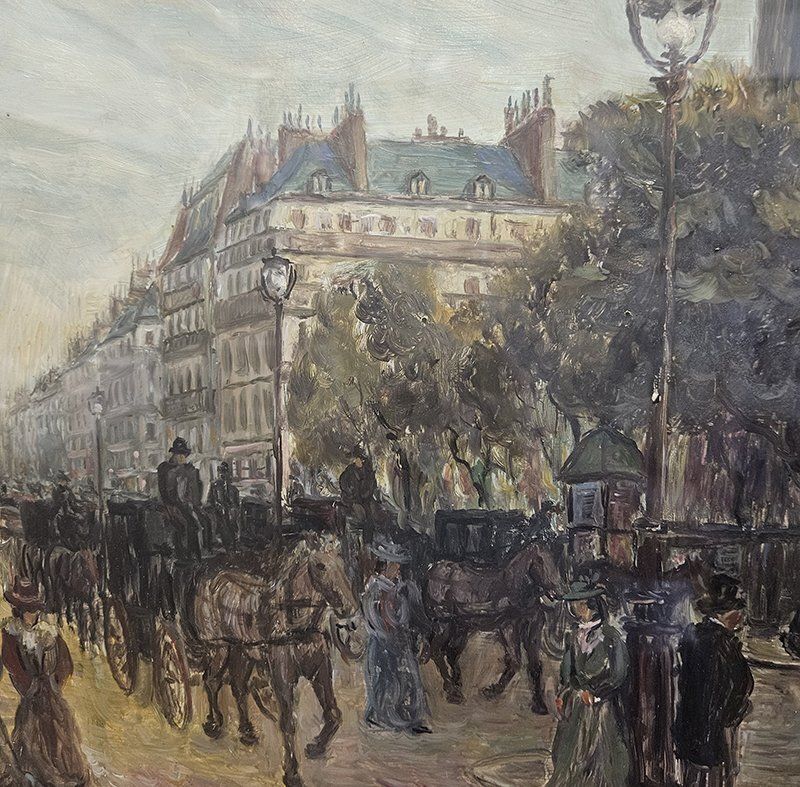 View Of Paris, 1960s, Oil On Canvas photo vintage