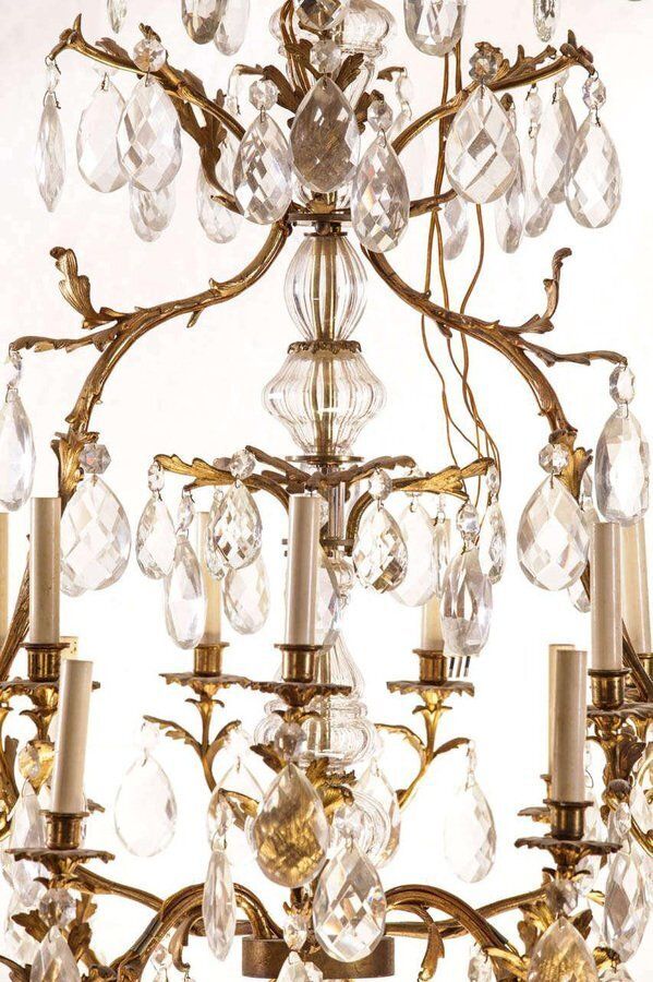 French Gilt Bronze And Cut Glass 14 Light Chandelier, 19th Century photo furniture