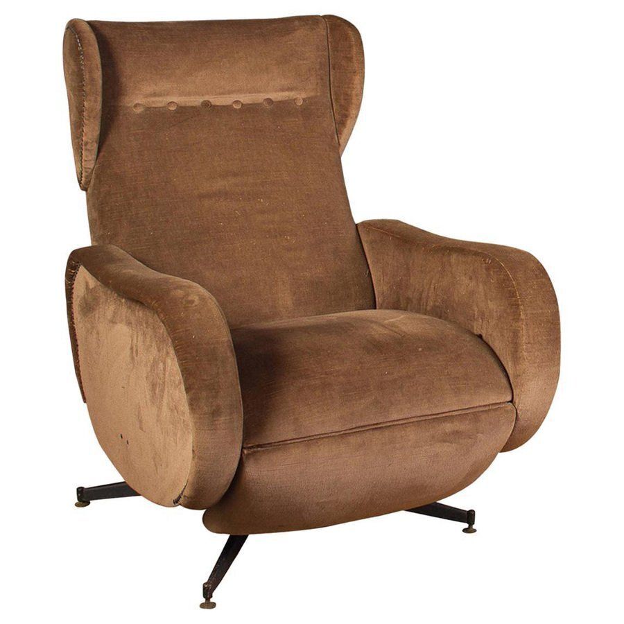 Mid Century Italian Reclinable Lounge Chair, 1950
