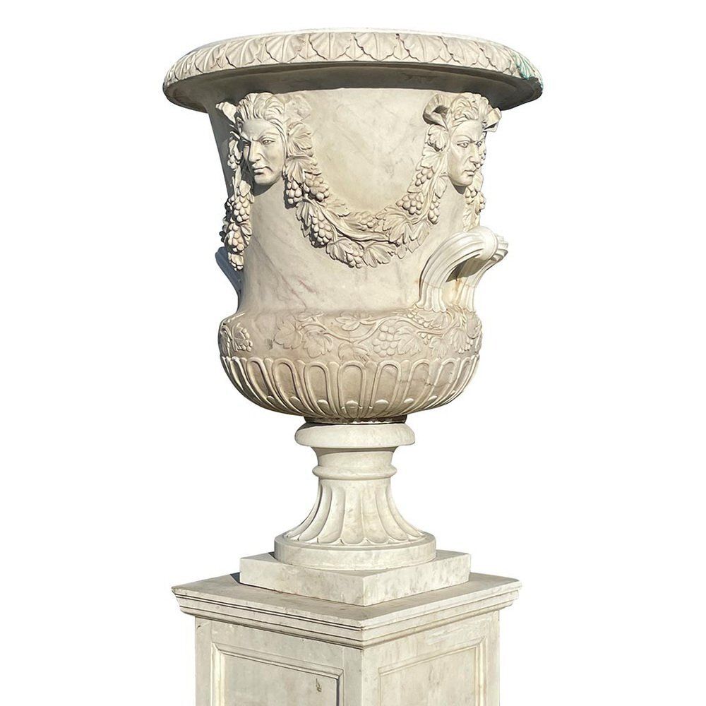 Large White Marble Garden Vases, 1980s, Set Of 2 photo buy