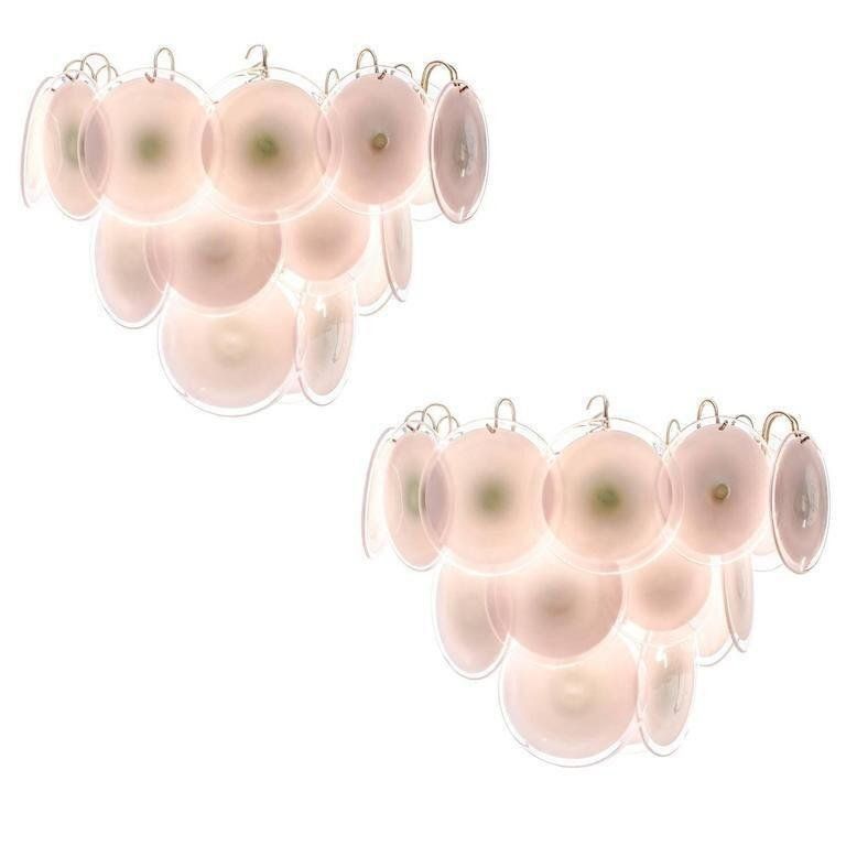 photo buy Pink Murano Glass Disc Chandelier, Italy, 1970s
