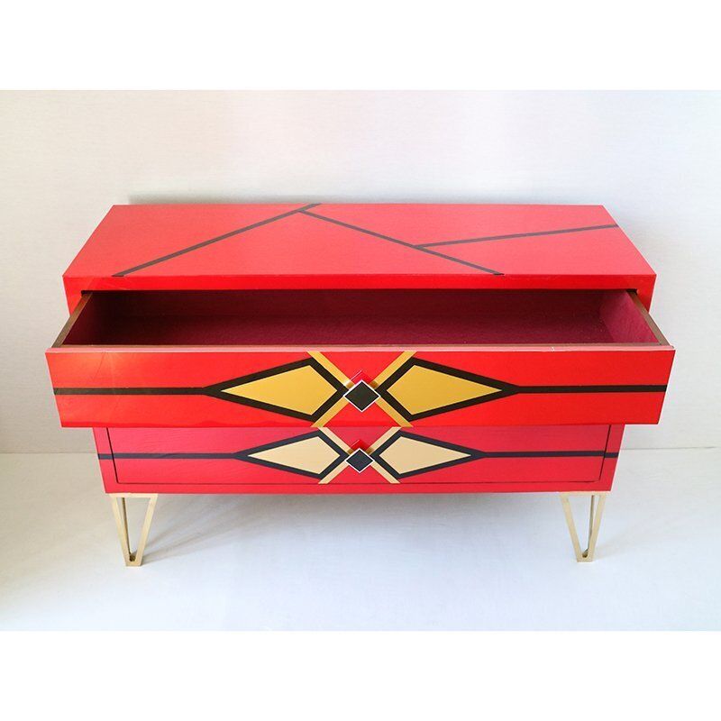 Chest Of Drawers With Geometric Pattern, 1980s photo Furniture
