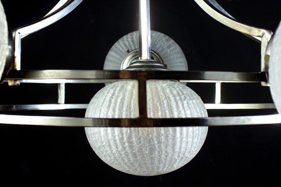 photo furniture Chrome And Murano Glass Chandelier By Gino Sarfatti, 1960s