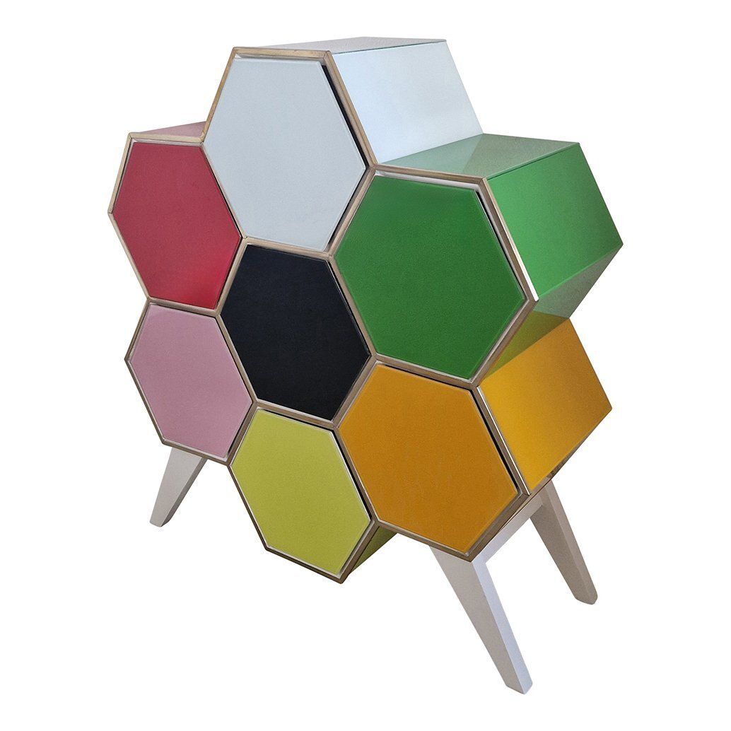 Honeycomb Chest Of Drawers In Colored Glass, 1980s photo Furniture