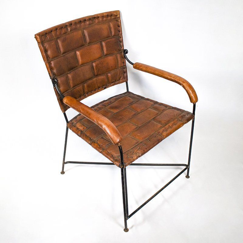 Set Of Hand Crafted Leather Chairs, 1970s photo for sale