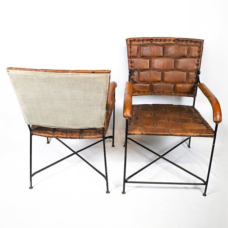 photo furniture Set Of Hand Crafted Leather Chairs, 1970s