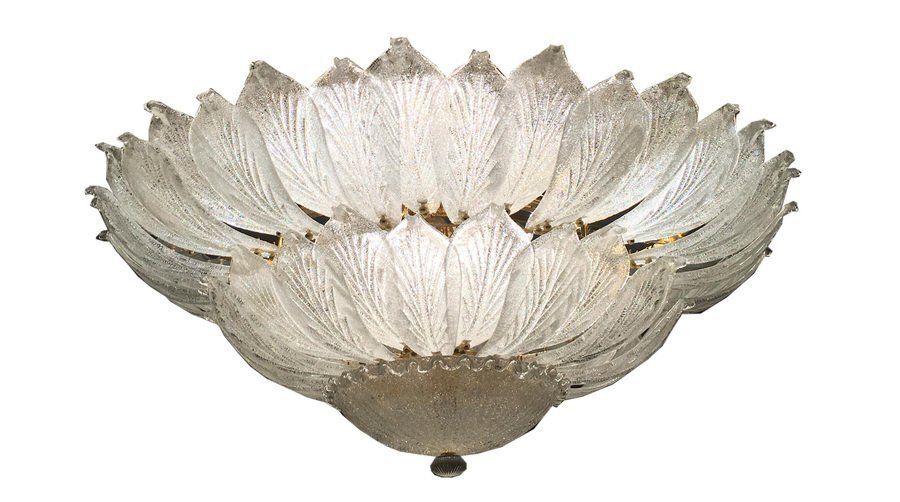 7771.0 Italian Murano Leave Flush Mount Chandeliers, Set Of 2 photo