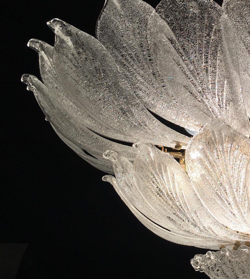 photo vintage Italian Murano Leave Flush Mount Chandeliers, Set Of 2