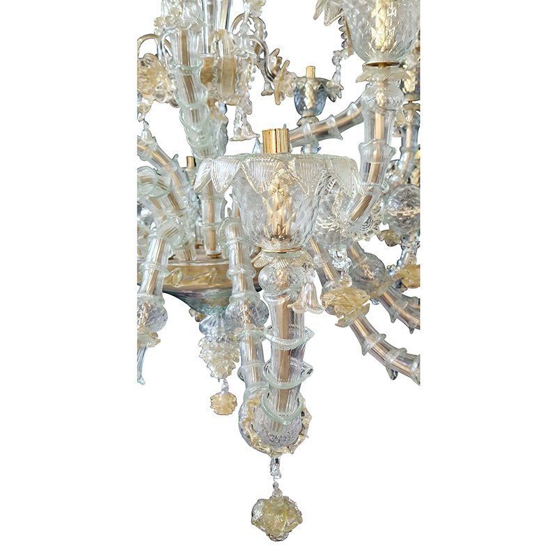 Murano Glass Chandelier In Gold Crystal In The Style Of Rezzonico, 1930s photo for sale