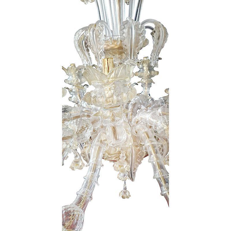 Murano Glass Chandelier In Gold Crystal In The Style Of Rezzonico, 1930s photo vinterior