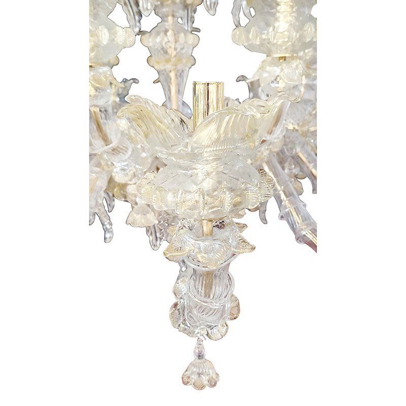 Murano Glass Chandelier In Gold Crystal In The Style Of Rezzonico, 1930s photo vintage
