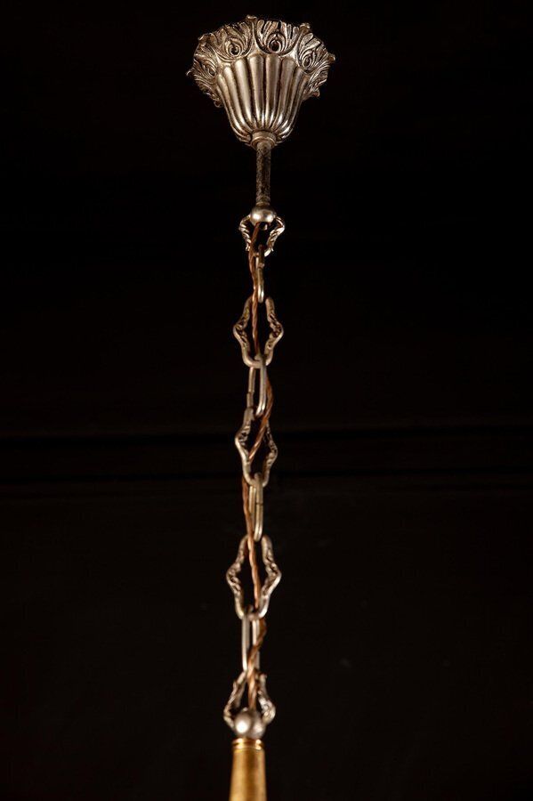 Italian Brass And Chrome Chandelier, 1950s photo vinterior