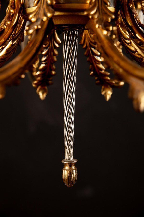Italian Brass And Chrome Chandelier, 1950s photo vintage