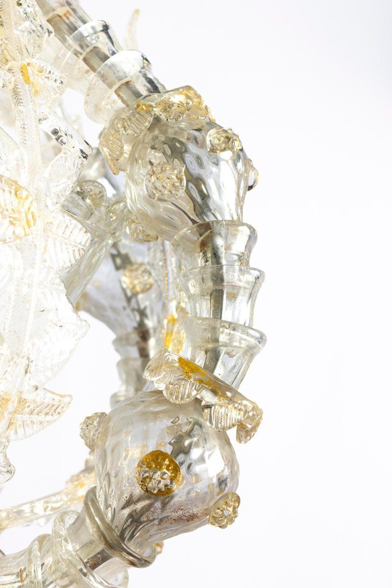 Lighting Murano Glass Chandelier Attributed To Barovier & Toso, 1940s photo