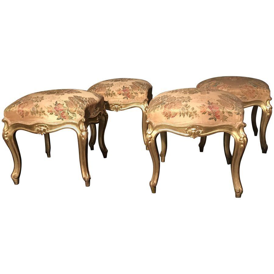 Giltwood Stools, Italy, 19th Century, Set Of 4 photo furniture