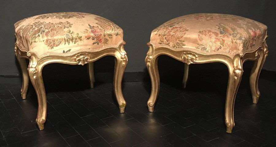 Giltwood Stools, Italy, 19th Century, Set Of 4 photo Furniture