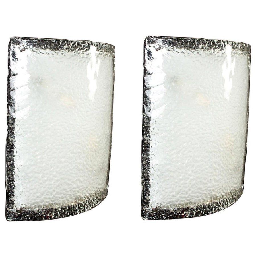 Large Murano Glass Sconces Or Wall Lights From Vistosi, 1970, Set Of 2