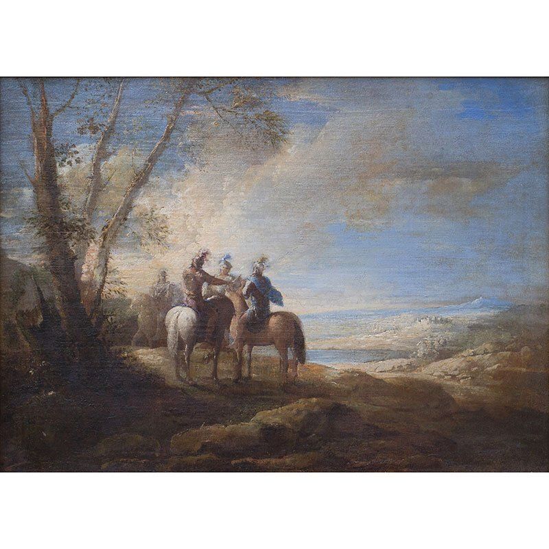 Joseph Parrocel, Three Knights, 1600s, Oil On Canvas photo furniture