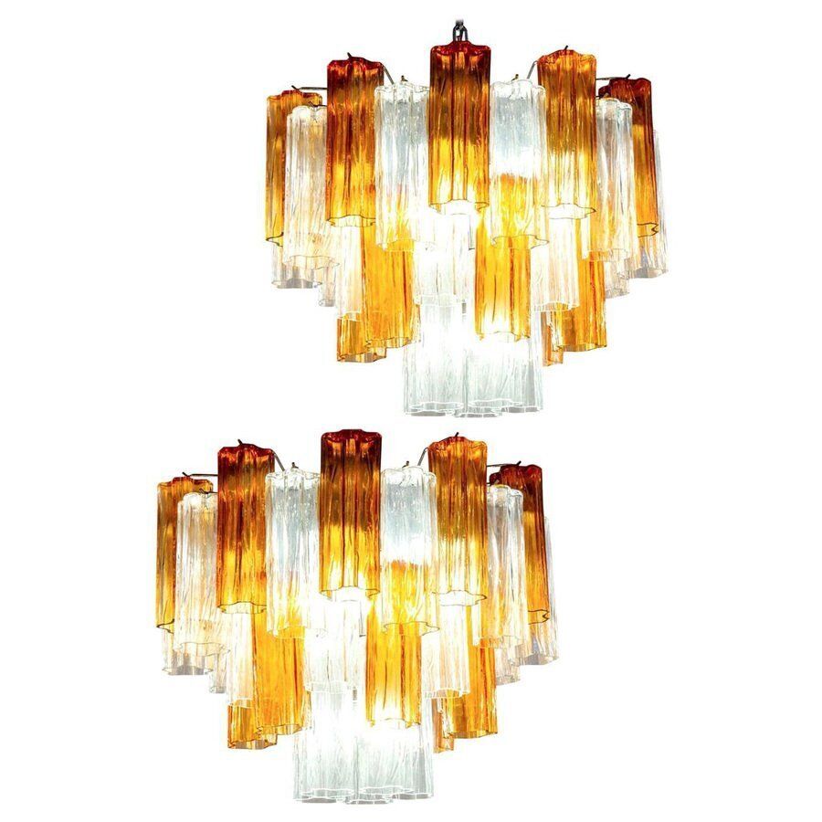 Gold And Clear Murano Glass Tronchi Chandelier, 1970s