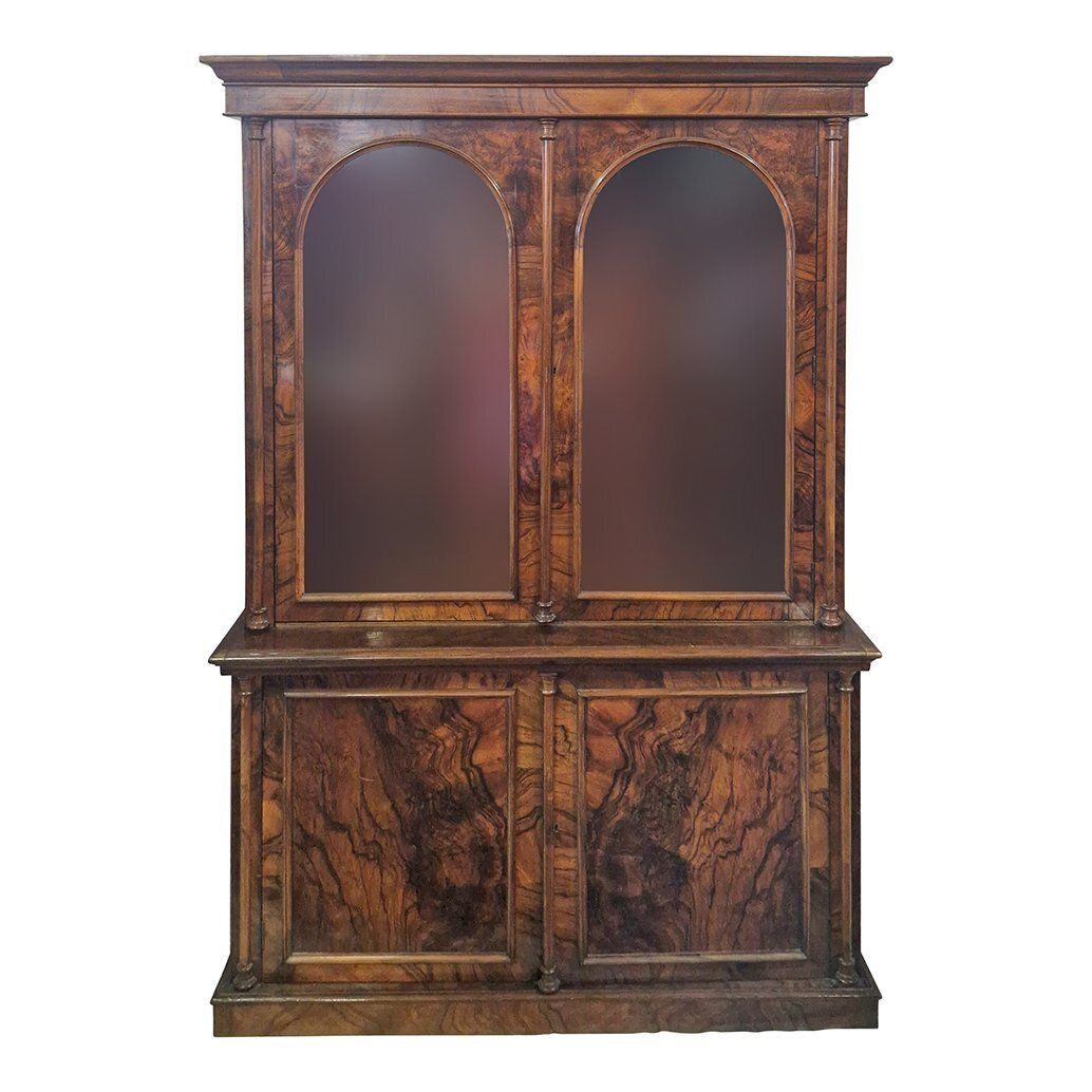 Victorian Double Body Display Cabinet In Walnut, 1890s