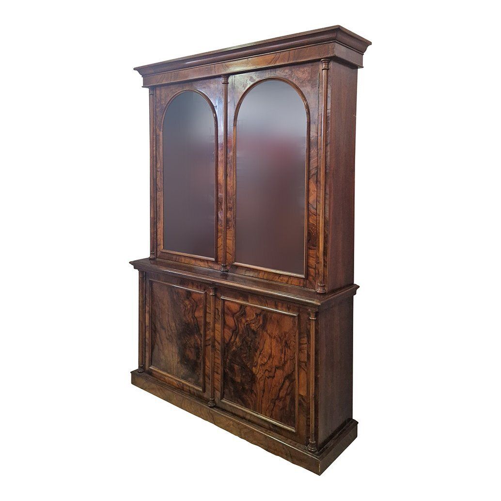 Victorian Double Body Display Cabinet In Walnut, 1890s photo buy