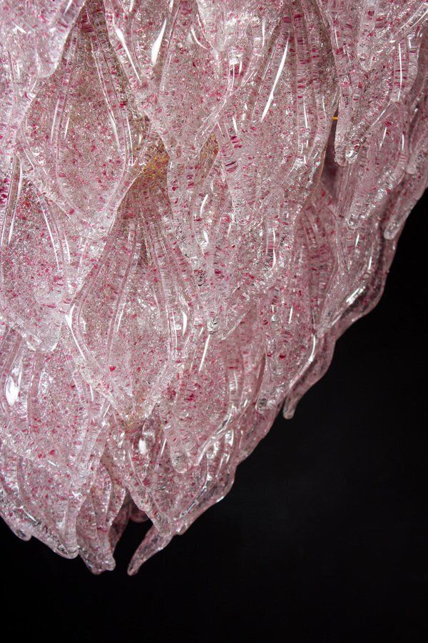 photo vintage Pink Murano Glass Polar Chandeliers, Italy, 1970s, Set Of 2