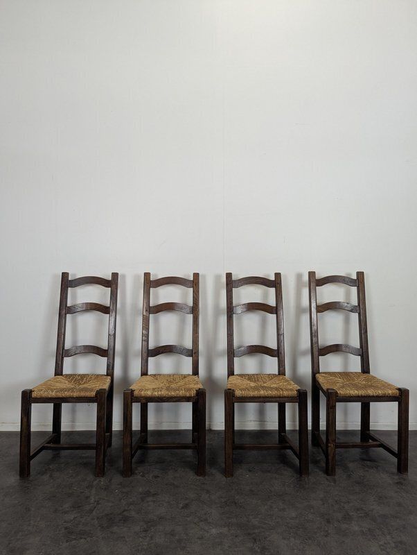 Vintage Brutalist Chairs In Wood, Set Of 4 photo furniture