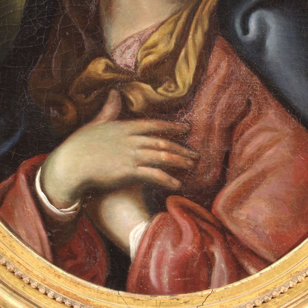 photo vinterior Antique Italian Painting From The 17th Century, Virgin Of Sorrows