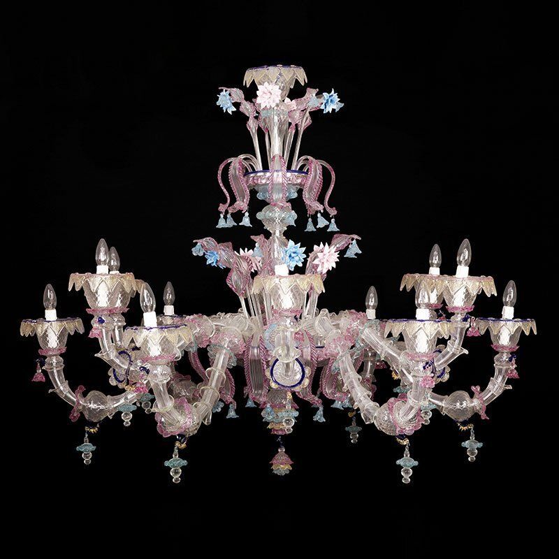 Rezzonico Chandelier In Pink White Gold Murano Glass, 1950s photo furniture