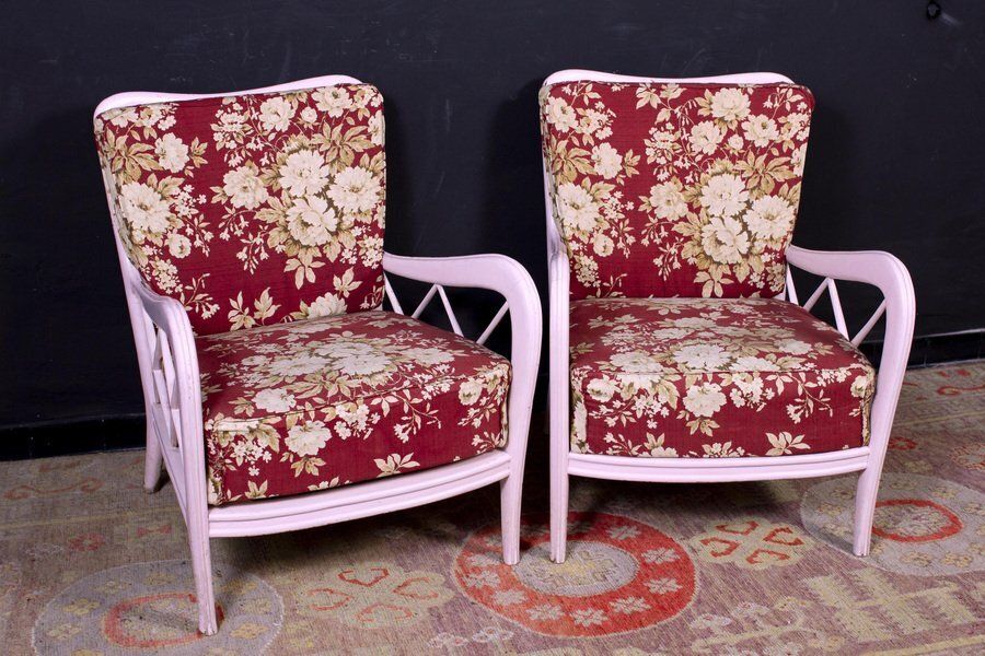 photo furniture Mid Century Italian Pink Armchairs In The Style Of Paolo Buffa, 1950s