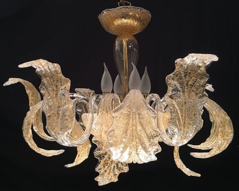 Gold Royal Chandelier By Barovier & Toso, 1980s photo for sale