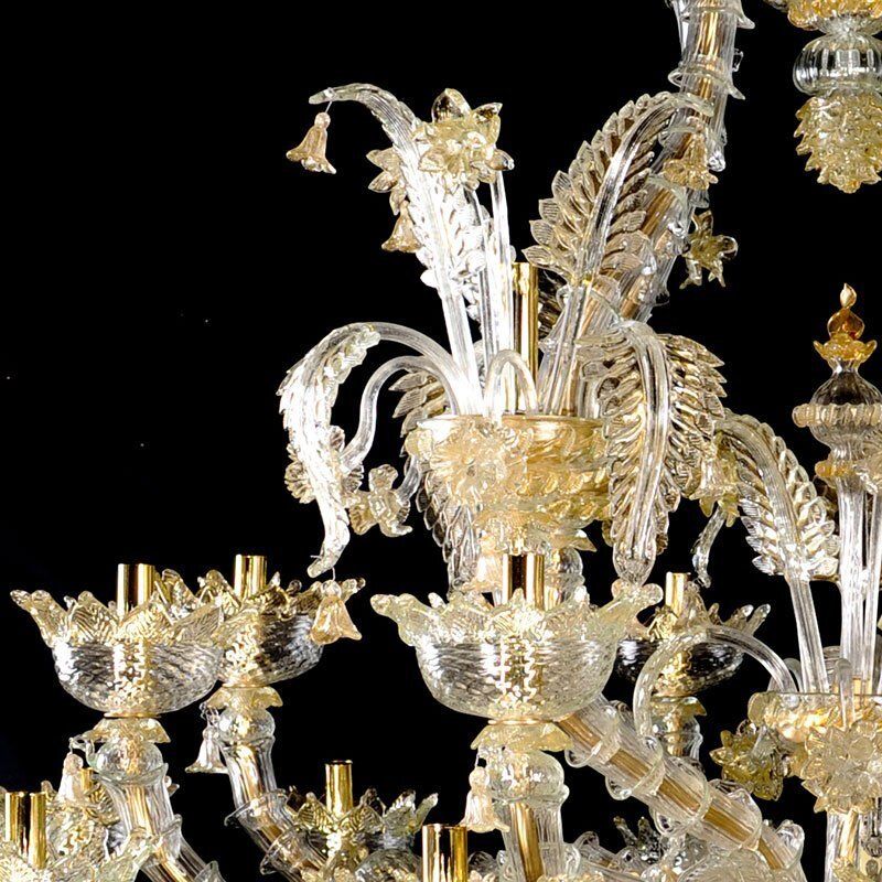 Gold Crystal Murano Glass Chandelier, 1980s photo vinterior