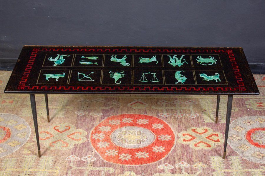 églomisé Glass Zodiac Cocktail Table In The Style Of Gio Ponti, 1950 photo furniture