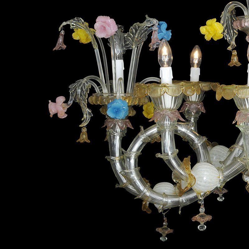 Rezzonico Style Murano Glass Chandelier, 1950s photo for sale